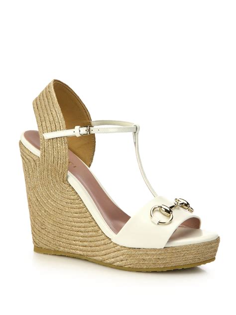 gucci white wedge sandals|wedge gucci sandals women.